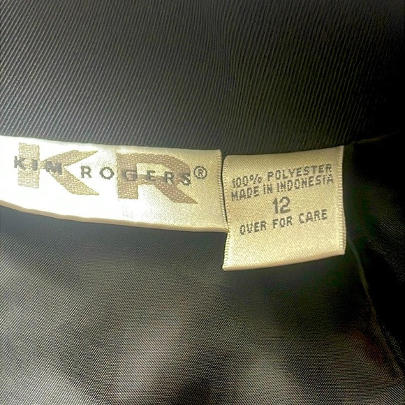 Kim Rogers Black Career Lined Skirt w/ Front Slit Size 12 - Picture 3 of 4